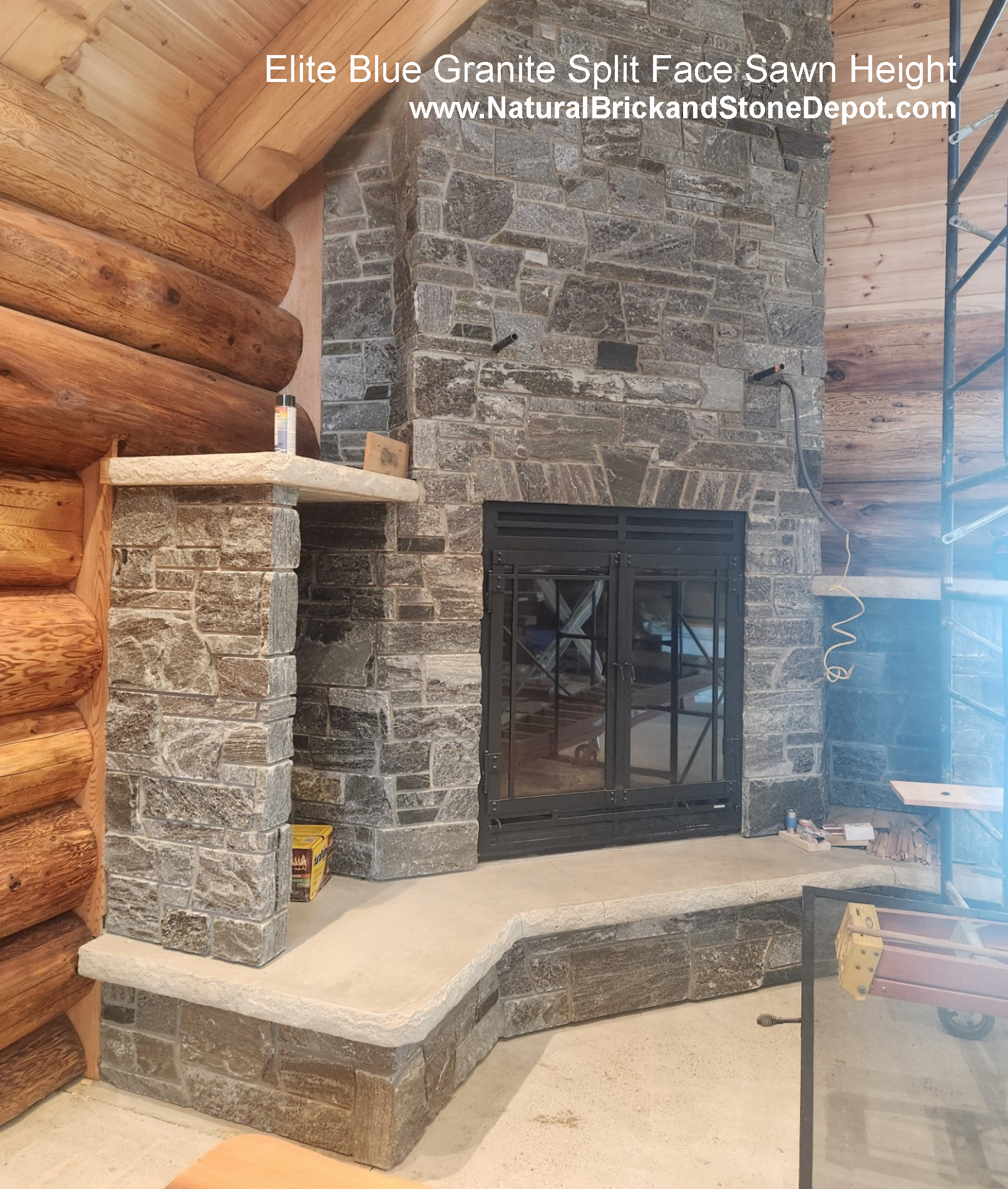 Elite Blue Granite Thin Veneer - Split Face Sawn Height - Corners