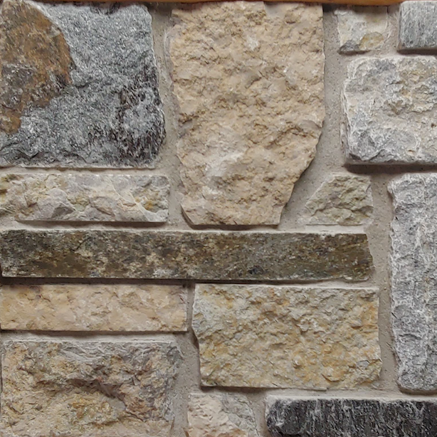 Elite Blue Granite w/ Weatheredge & Harvest Gold Limestone Blend - Thin Veneer - Corners