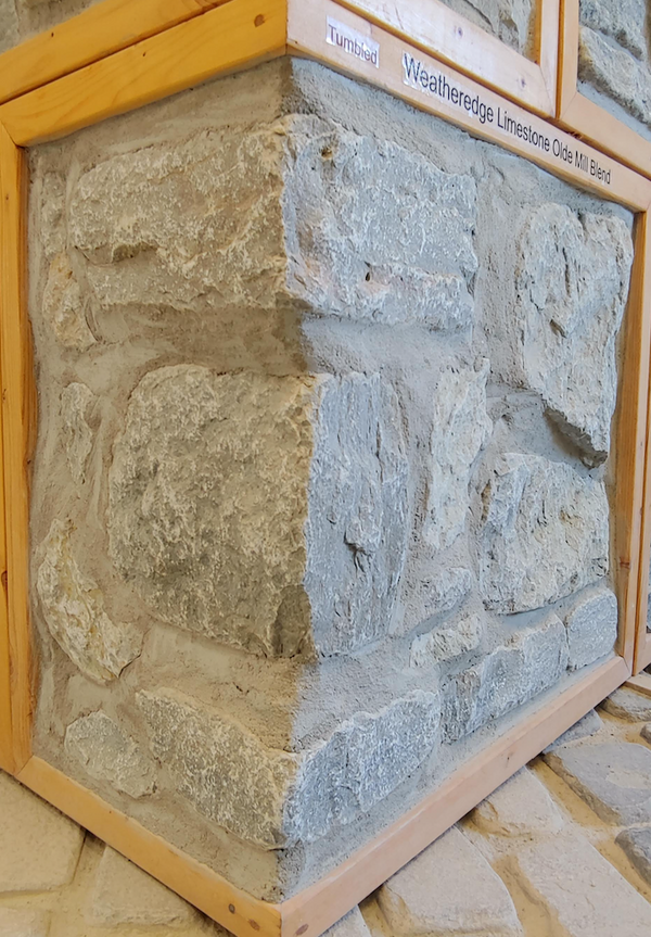 Weatheredge Limestone Thin Veneer - Split Face Olde Mill Blend - Tumbled - Corners