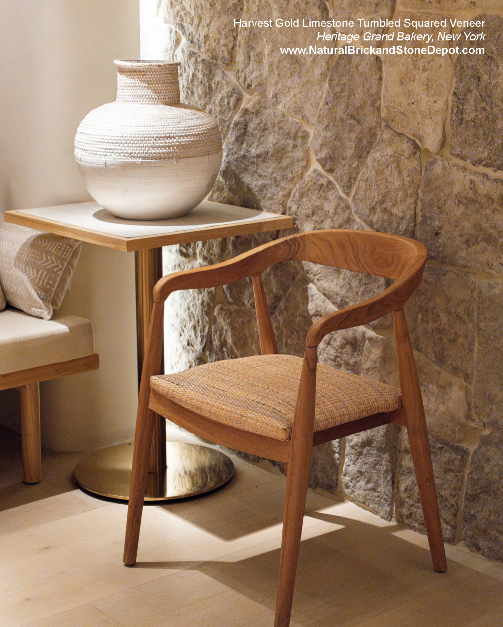 Harvest Gold Limestone - Tumbled Squared Thin Veneer - Corners