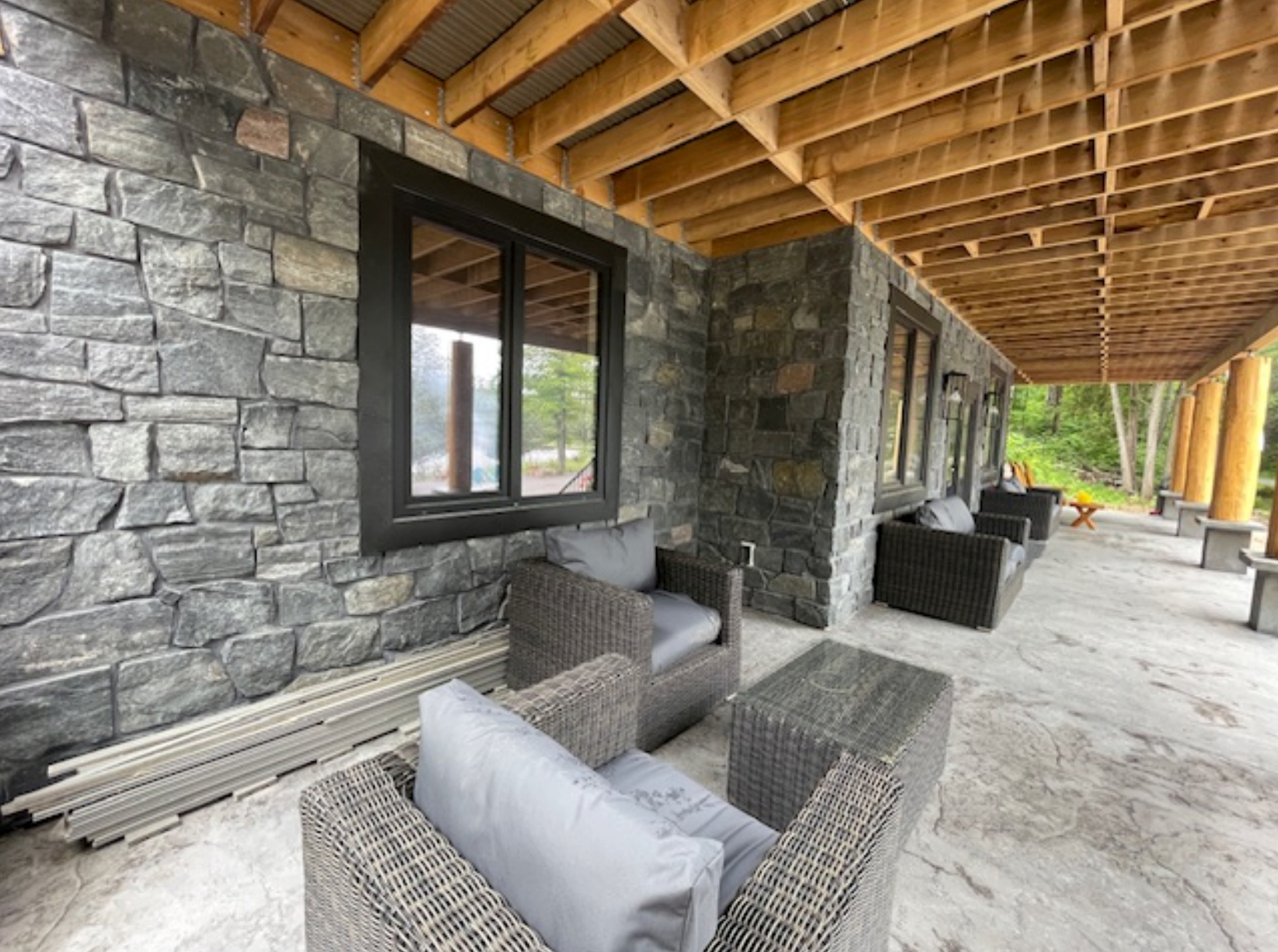 Midnight Black Squares and Rectangles - Full Bed Building Stone