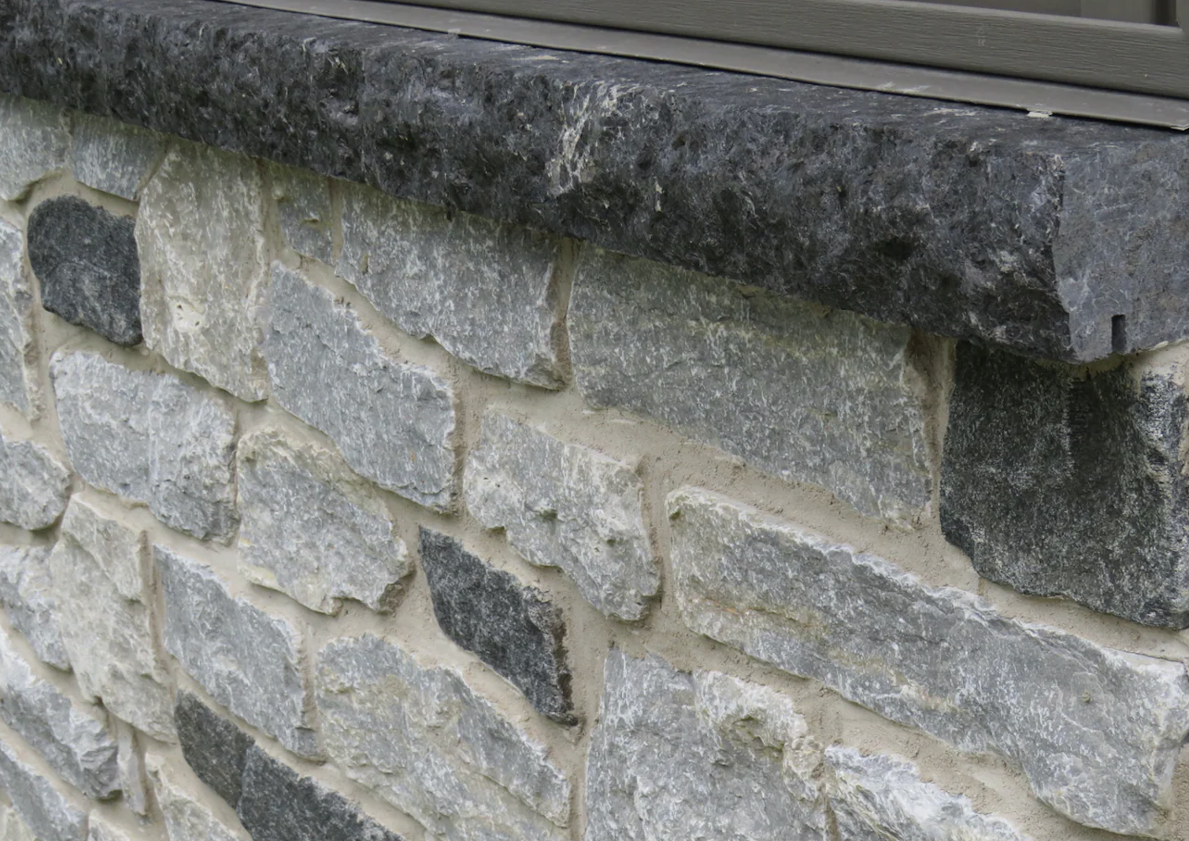 3x3 Window Sill Stone with Rock Face & Drip Cut - Available in Weatheredge Limestone, Elite Blue Granite, or Elite Black Granite