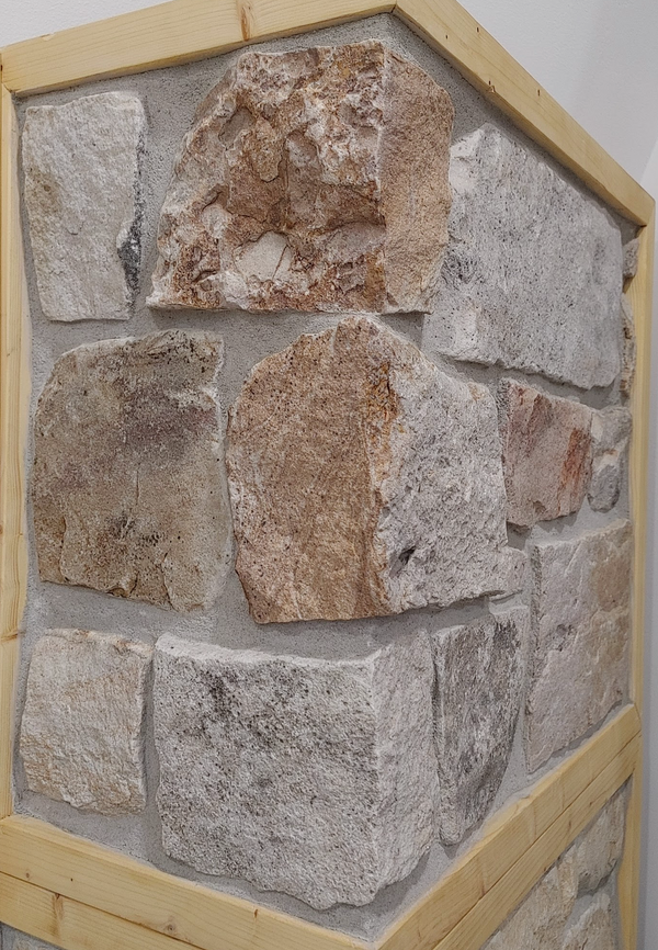 Weathered Face Sandstone Guillotined Squares & Recs Full Color Blend - Thin Stone Veneer - Flats