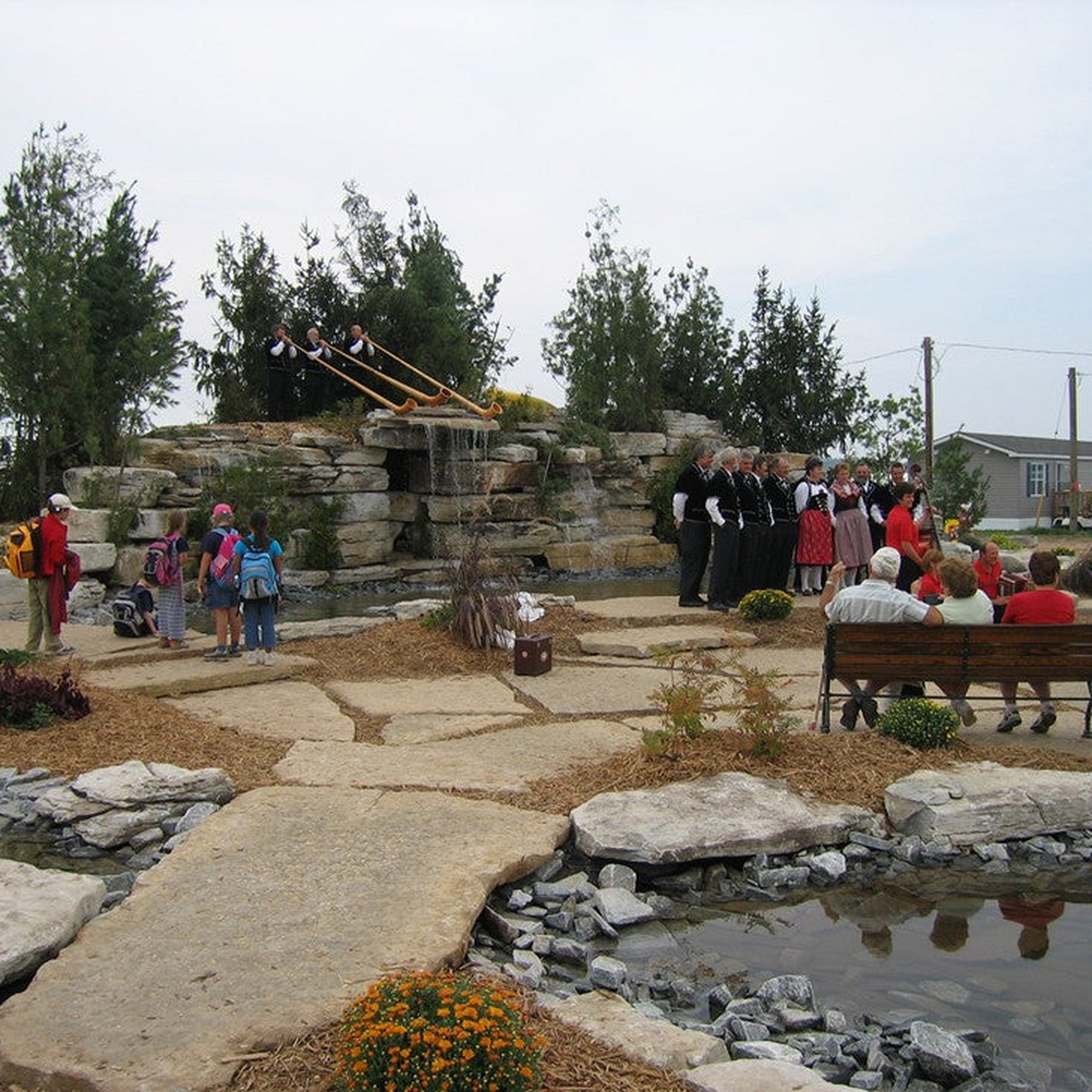 Oversized Harvest Gold limestone flagstone — Harvest Gold Limestone Natural Stone Bridge