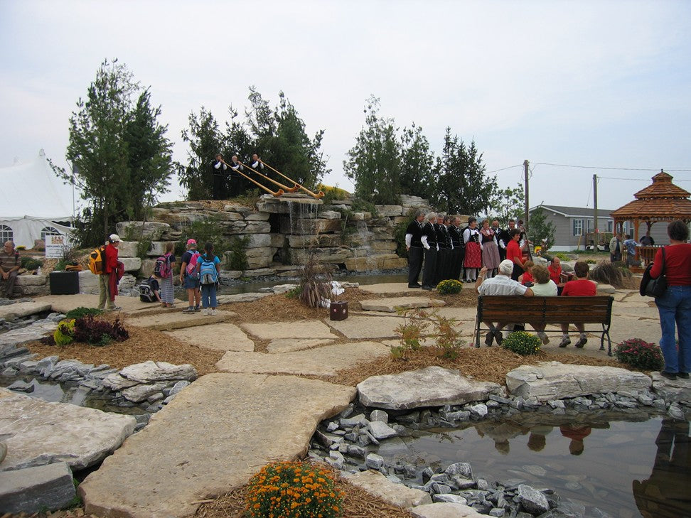 Oversized Harvest Gold limestone flagstone — Harvest Gold Limestone Natural Stone Bridge