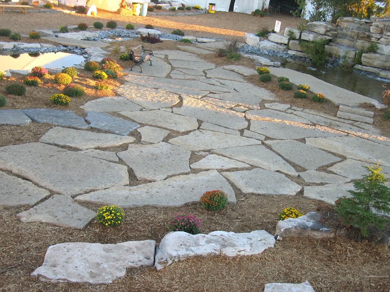 Oversized Harvest Gold limestone flagstone — harvest gold limestone oversized flagstone top view