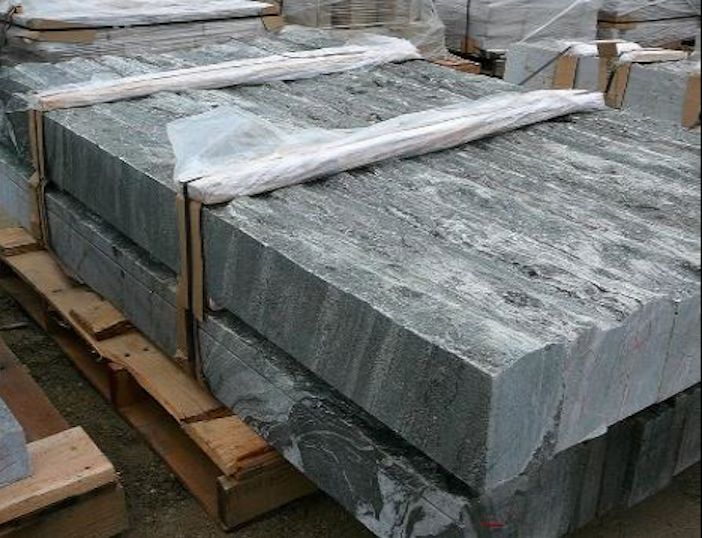 2-1/4x12 Coping Stone with Rock Face - Available in Weatheredge Limestone, Elite Blue Granite, or Elite Black Granite