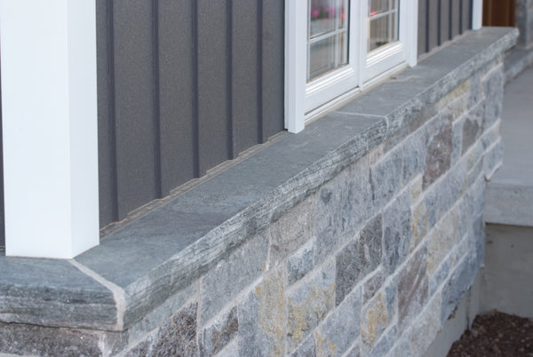 3x3 Window Sill Stone with Rock Face & Drip Cut - Available in Weatheredge Limestone, Elite Blue Granite, or Elite Black Granite