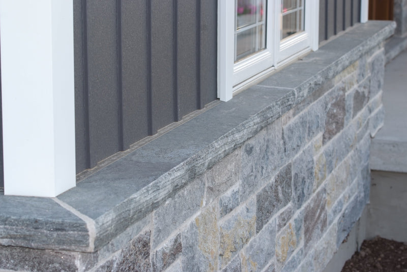 2-1/4x12 Coping Stone with Rock Face - Available in Weatheredge Limestone, Elite Blue Granite, or Elite Black Granite