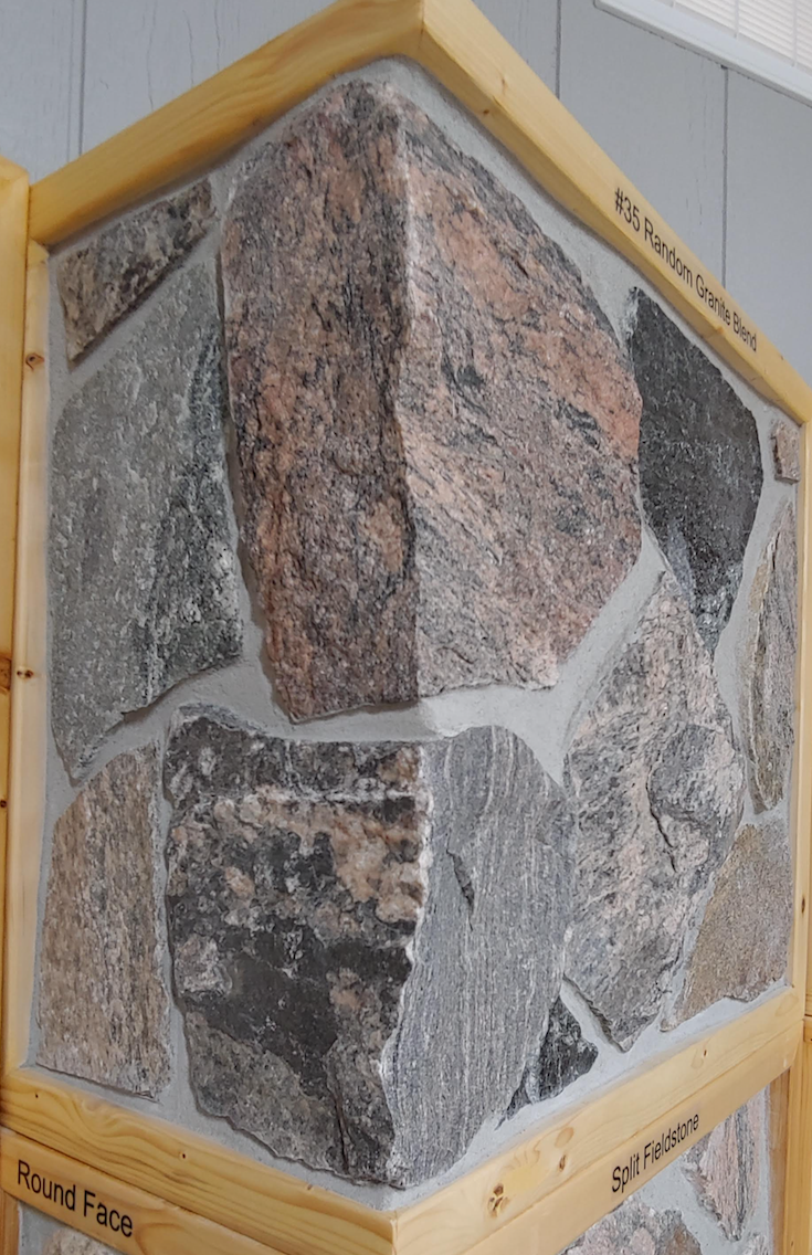 Granito de campo n.° 35, mezcla de caras partidas al azar, piedra de construcción de cama completa