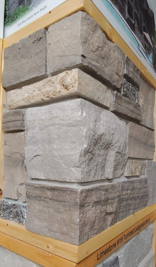 Limestone Blend #18 with Black Granite Accent - Lightly Tumbled - Sawn Height Thin Veneer - Flats
