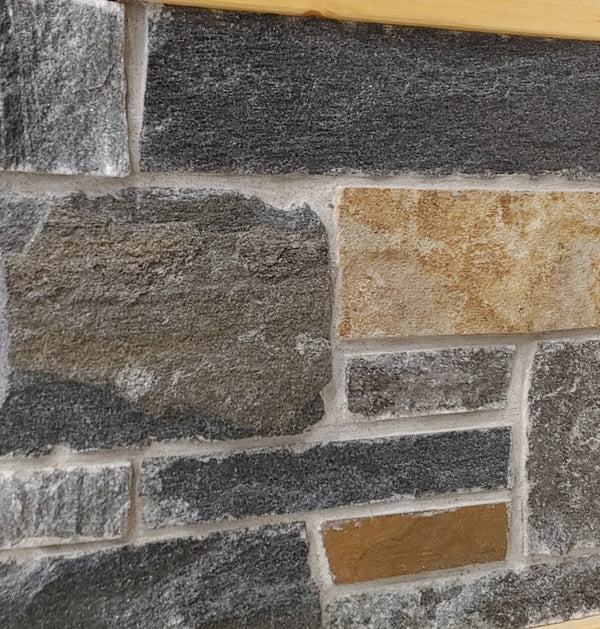 Midnight Black with Brown Accent - Sawn Height Thin Stone Veneer - Corners