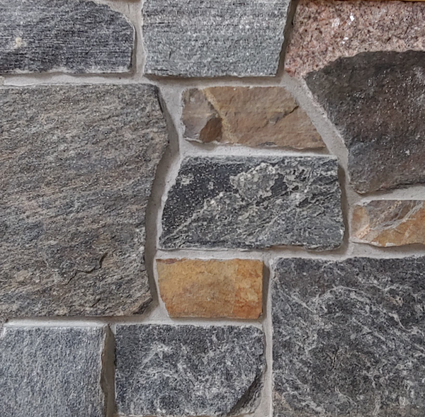 Muskoka Bay Black Granite Blend with Brown Rock Accent - Thin Stone Veneer - Flats