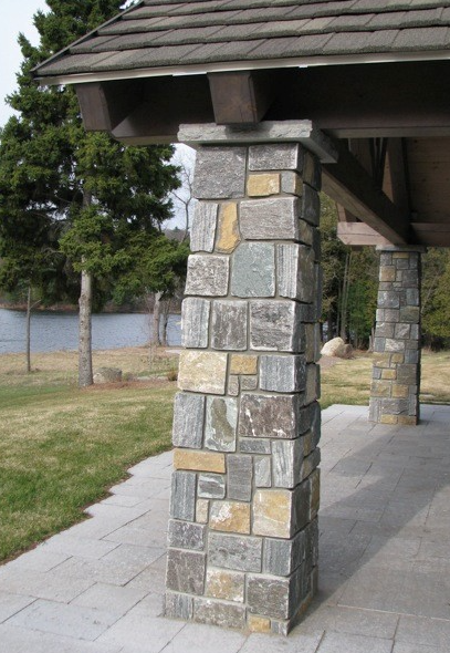 Paula's Dream Blend - Elite Blue Granite with Brown Accent - Squared Thin Stone Veneer - Corners