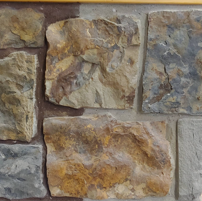 Rockwood Farmhouse Brown and Blue Squared - Full Bed Building Stone