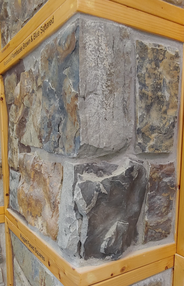 Rockwood Farmhouse Brown and Blue Squared - Full Bed Building Stone