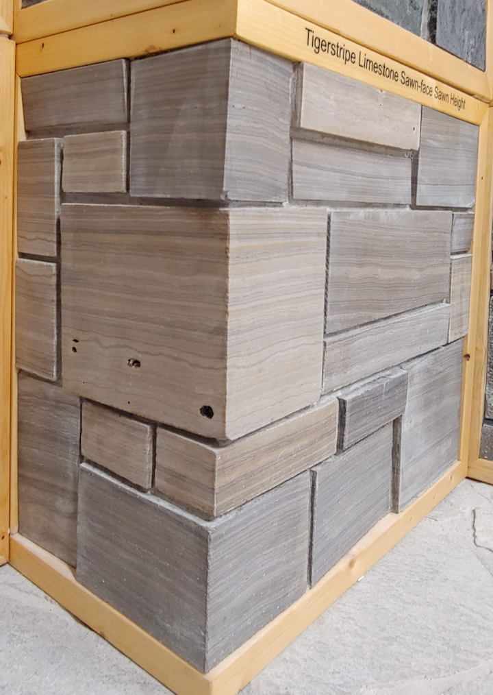 Tigerstripe Limestone Ledgerock - Sawn Face Sawn Height Thin Veneer - Corners