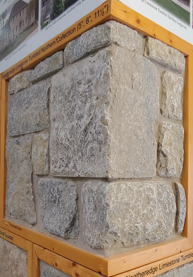 Weatheredge Limestone Thin Veneer - Custom Sawn Heights - Tumbled - Corners