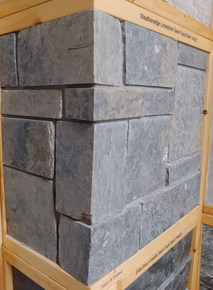 Weatheredge Limestone Bed Face Thin Veneer - Sawn Face Sawn Height - Corners