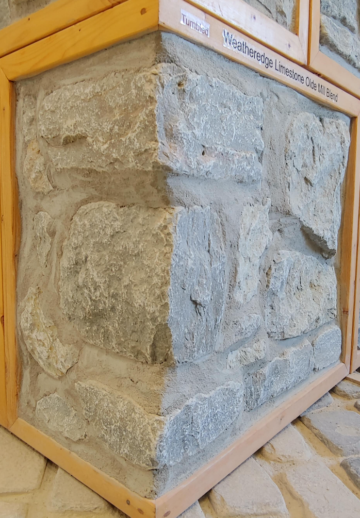 Weatheredge Limestone Thin Veneer - Split Face Olde Mill Blend - Tumbled - Corners