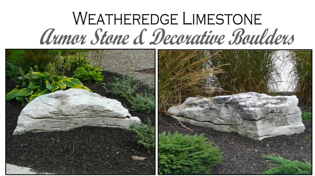 Armour Stone - Weathered Weatheredge Limestone - 2x2x3-5'